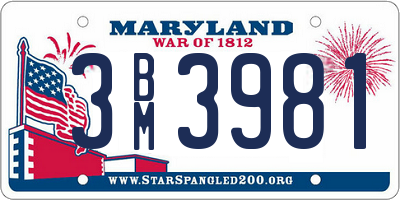 MD license plate 3BM3981