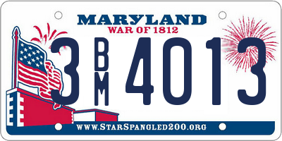 MD license plate 3BM4013