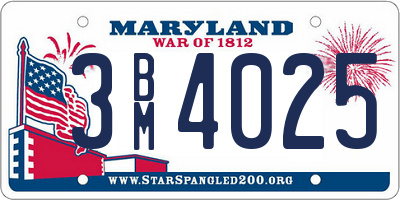 MD license plate 3BM4025