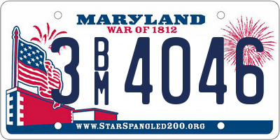 MD license plate 3BM4046