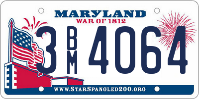 MD license plate 3BM4064