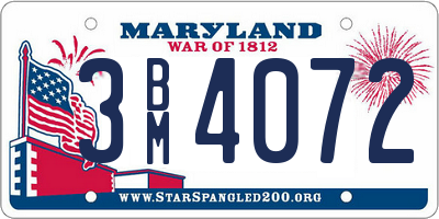 MD license plate 3BM4072