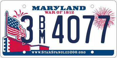 MD license plate 3BM4077