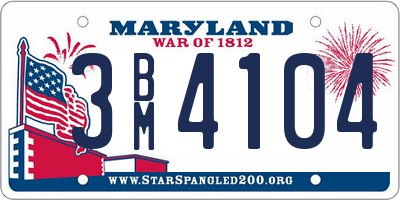 MD license plate 3BM4104