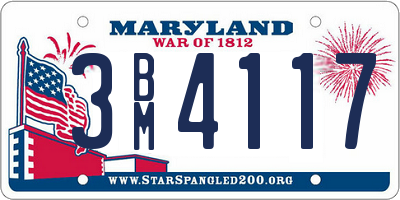 MD license plate 3BM4117