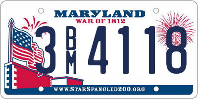 MD license plate 3BM4118