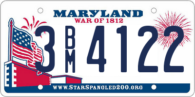 MD license plate 3BM4122