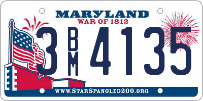 MD license plate 3BM4135