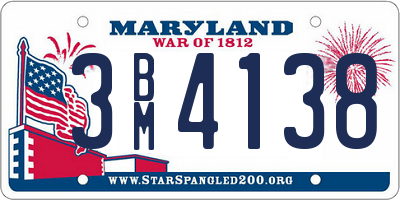 MD license plate 3BM4138