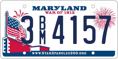 MD license plate 3BM4157