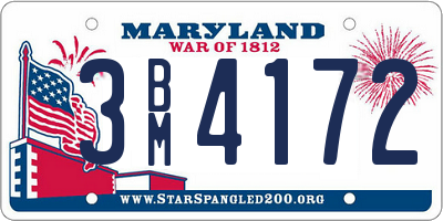 MD license plate 3BM4172
