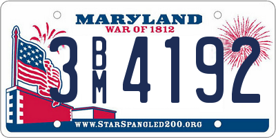 MD license plate 3BM4192