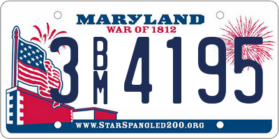 MD license plate 3BM4195