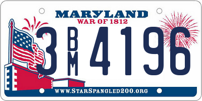 MD license plate 3BM4196