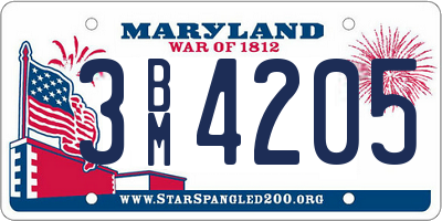 MD license plate 3BM4205