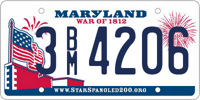 MD license plate 3BM4206