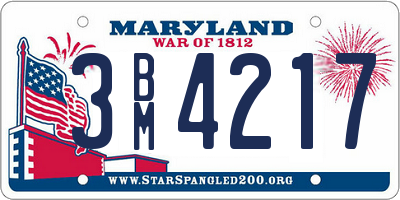 MD license plate 3BM4217
