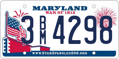 MD license plate 3BM4298