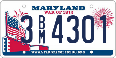 MD license plate 3BM4301
