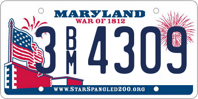 MD license plate 3BM4309