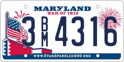 MD license plate 3BM4316