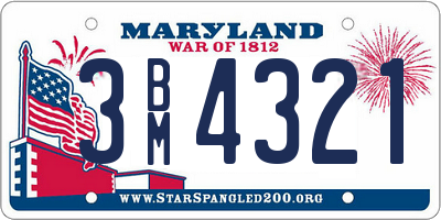 MD license plate 3BM4321