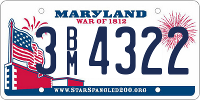 MD license plate 3BM4322