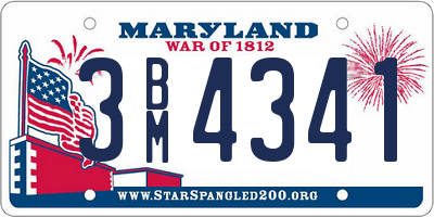 MD license plate 3BM4341