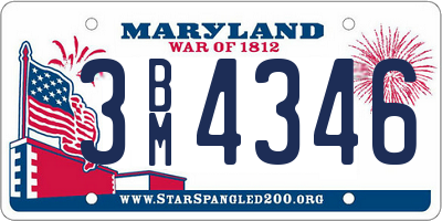 MD license plate 3BM4346