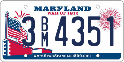 MD license plate 3BM4351