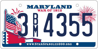MD license plate 3BM4355