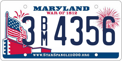 MD license plate 3BM4356
