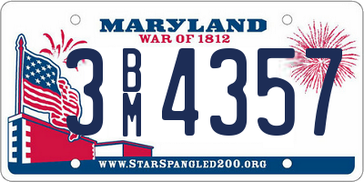 MD license plate 3BM4357