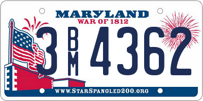 MD license plate 3BM4362