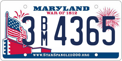 MD license plate 3BM4365