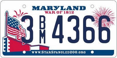 MD license plate 3BM4366