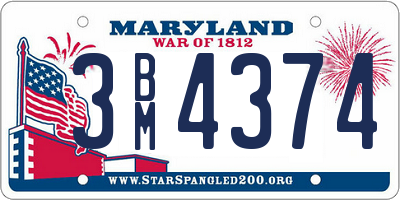 MD license plate 3BM4374