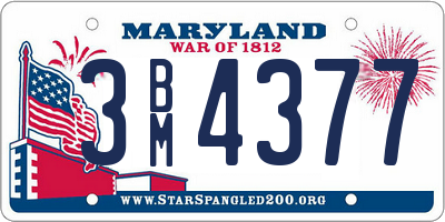 MD license plate 3BM4377