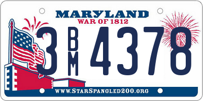 MD license plate 3BM4378