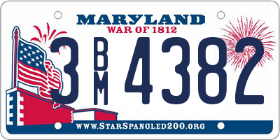 MD license plate 3BM4382