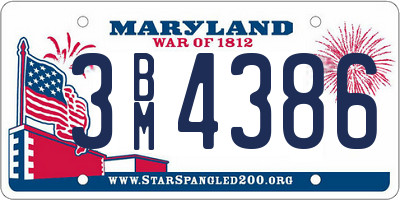 MD license plate 3BM4386