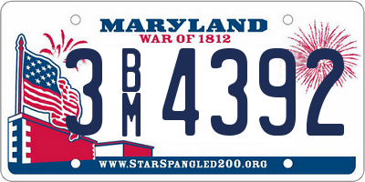 MD license plate 3BM4392