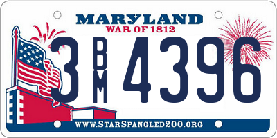 MD license plate 3BM4396