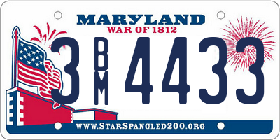 MD license plate 3BM4433