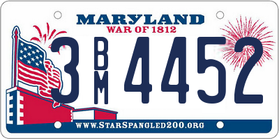 MD license plate 3BM4452