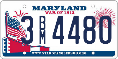 MD license plate 3BM4480