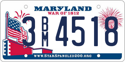 MD license plate 3BM4518