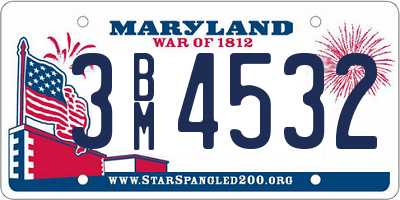 MD license plate 3BM4532