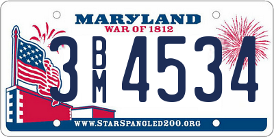 MD license plate 3BM4534