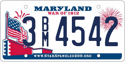 MD license plate 3BM4542